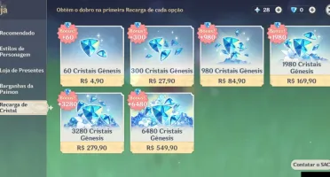 Conta Genshin com 12 personagens T5 e 2 armas T5