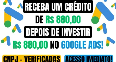 Contas Google Ads + Crédito de 880 após investir 880