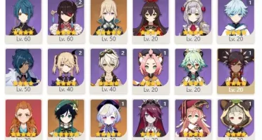 Conta Genshin Impact AR 48 com Kokomi, Yoimiya, Venti