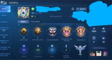 Conta Mobile Legenda lv55 || 27 SKINS || 35 HERÓIS
