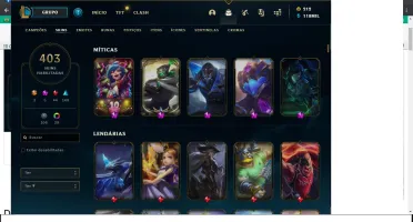 CONTA LEAGUE OF LEGENDS LEVEL 446  403 SKINS 390 ICONES