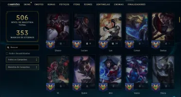 Ouro 2 com TODOS os Champs e 175 Skins ( MID / ADC / JG )