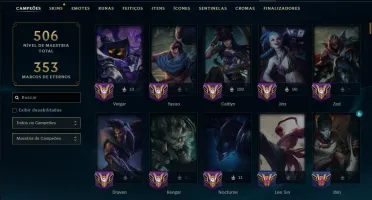 Ouro 2 com TODOS os Champs e 175 Skins ( MID / ADC / JG )