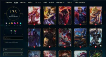Ouro 2 com TODOS os Champs e 175 Skins ( MID / ADC / JG )