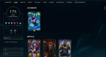 Ouro 2 com TODOS os Champs e 175 Skins ( MID / ADC / JG )