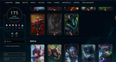 Ouro 2 com TODOS os Champs e 175 Skins ( MID / ADC / JG )