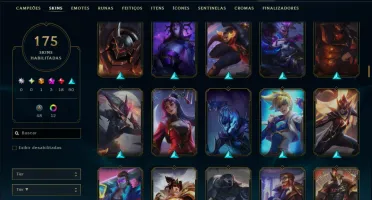 Ouro 2 com TODOS os Champs e 175 Skins ( MID / ADC / JG )