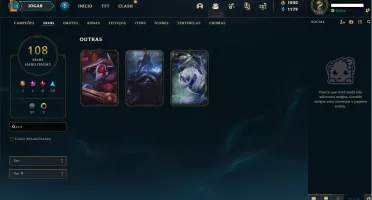 Conta LOL Todos Campeões 1030RP 108 skins Gold3