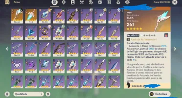 Conta Genshin ar55 7 5 estrelas, no tiro 72.