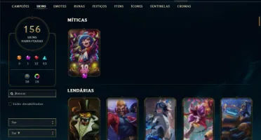 Ouro 4 com 155 Champs e 156 Skins + 30 Cromas