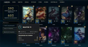 Ouro 4 com 155 Champs e 156 Skins + 30 Cromas