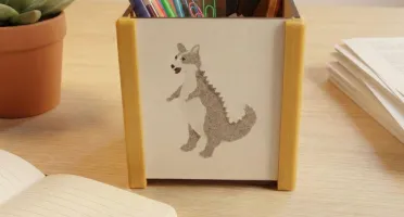 Porta-Lápis de MDF com Animais e Bordas Coloridas