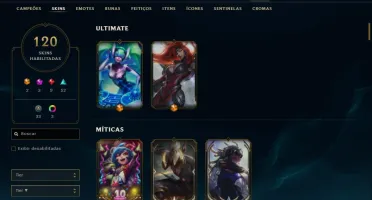 Vendo Conta LOL Diamante 4, Com 120 Skins +118 Champs