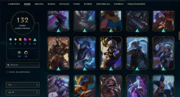Unranked com 115 Champs e 132 Skins ( MAIN JG )