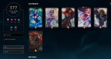 Conta LoL Lvl 476 - 377 skins (19 prestigios) 400k+ de lux