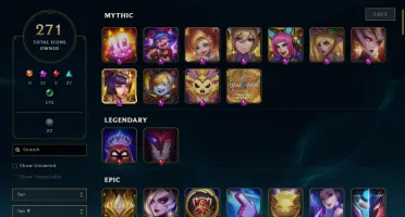Conta LoL Lvl 476 - 377 skins (19 prestigios) 400k+ de lux