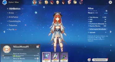 Conta Genshin Impact AR 5 com Nilou e Mona