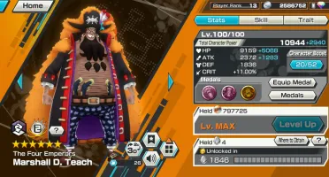 Conta de One Piece Bounty Rush com Barba Negra V2 100