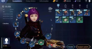 conta mir4 arqueira lvl60 59k de power server NA102