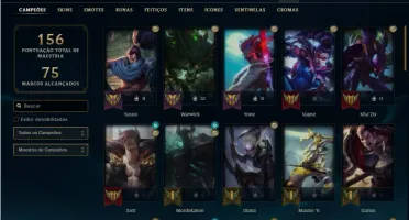 Conta Platina 4 com 52 Champs e 20 Skins + 9 Cromas