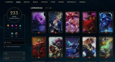 CONTA PLATINA 2 COM 230 SKINS E RARAS + GEMAS-TODOS OS CHAMP
