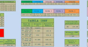 TABELA EXCEL PARA CALCULO COMPLETO DE FOLHA DE PAGAMENTO