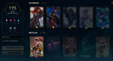 Conta League of Legends com MMR alto e 125 skins