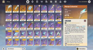 Conta Genshin AR 58 - 12 5* e 4 armas 5*