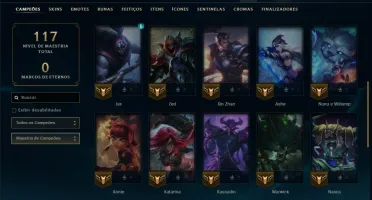 Unranked com 35 Champs e 9 Skins