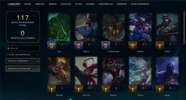 Unranked com 35 Champs e 9 Skins