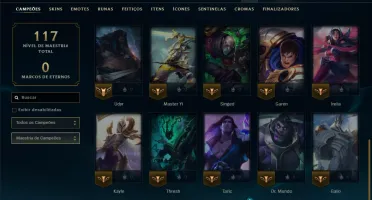 Unranked com 35 Champs e 9 Skins