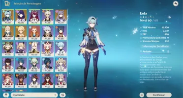 AR51 Raiden Shogun, Eula, Keqing e Jean + Espinha Celestial