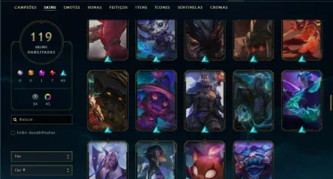 Platina com TODOS os champs e 119 Skins ( MID / TOP )