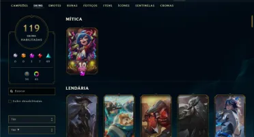 Platina com TODOS os champs e 119 Skins ( MID / TOP )