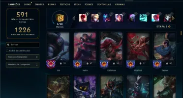 Platina com TODOS os champs e 119 Skins ( MID / TOP )