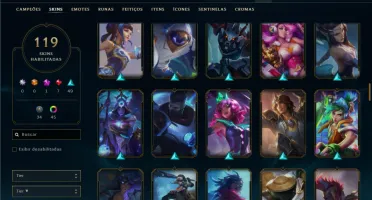 Platina com TODOS os champs e 119 Skins ( MID / TOP )