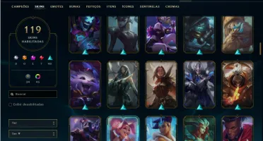 Platina com TODOS os champs e 119 Skins ( MID / TOP )