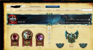 Conta League of Legends Platina 5 / 60 skin / 11 pág de runa