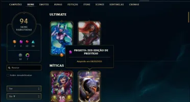 Conta ouro 4 com 150 Champs e 94 Skins (1 Prestigio do Zed)