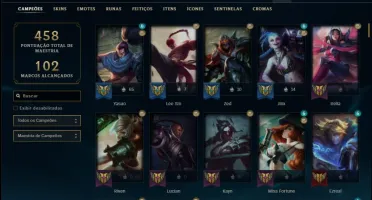 Conta ouro 4 com 150 Champs e 94 Skins (1 Prestigio do Zed)