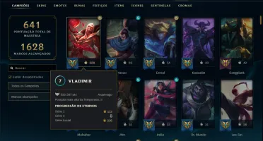 Esmeralda 2 com TODOS os champs e 216 Skins (Nivel 598)