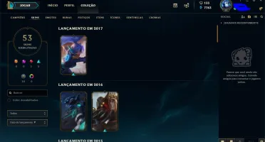 Conta lol unranked  lvl 89