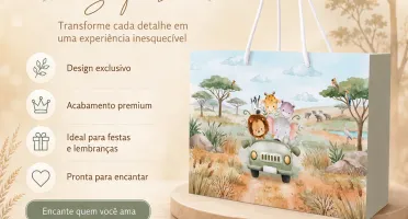Kit 15 Sacolinhas Safari Animais - Pegue e Monte