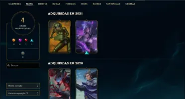 Conta prata 4 com 4 skins e 35 champs + 100 RP
