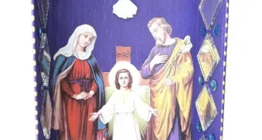 Relicário Sagrada Família com Divino - Roxo
