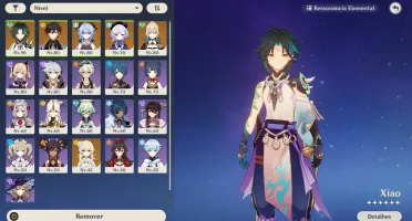 AR53 com Xiao + Zhongli c1 + Ganyu + Qiqi + Jean + 4 Armas 5