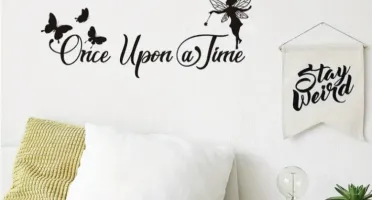 Kit Frase Once Upon a Time com Fada e Borboletas em MDF
