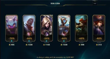 Conta ouro 4 com 2 skins e 28 champs