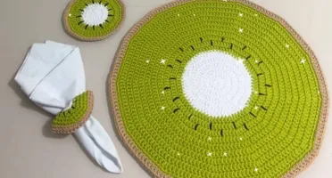 Conjunto Mesa Posta Crochê Kiwi
