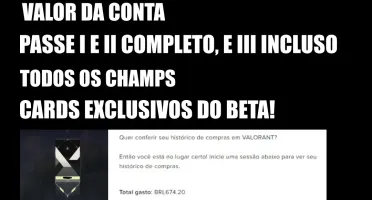 CONTA DE VALORANT IMPERDIVEL! 48 SKINS, DIAMANTE 3